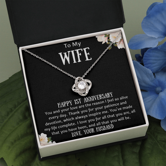 To My Wife 1st Anniversary Love Knot Necklace