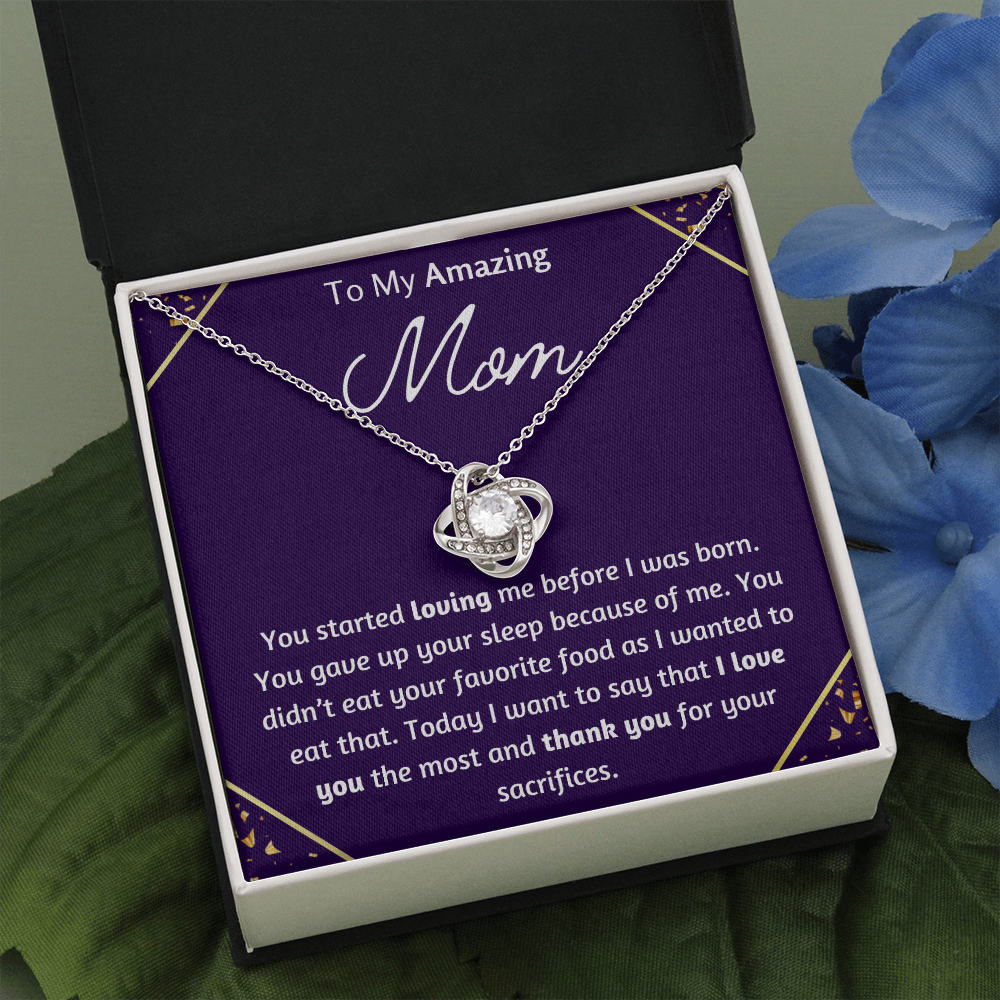 To My Amazing Mom Love Knot Necklace