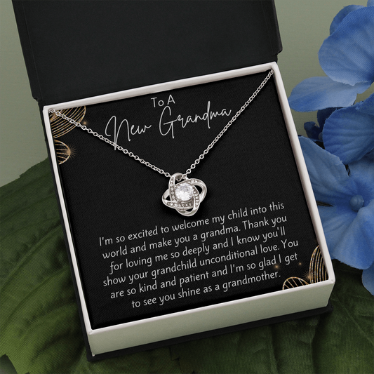 To A New Grandma Love Knot Necklace