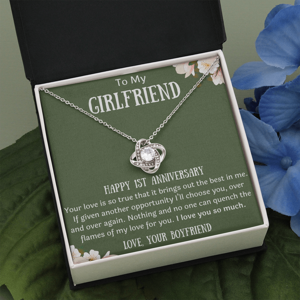 Happy 1st Anniversary To My Girlfriend from Boyfriend Love Knot Necklace