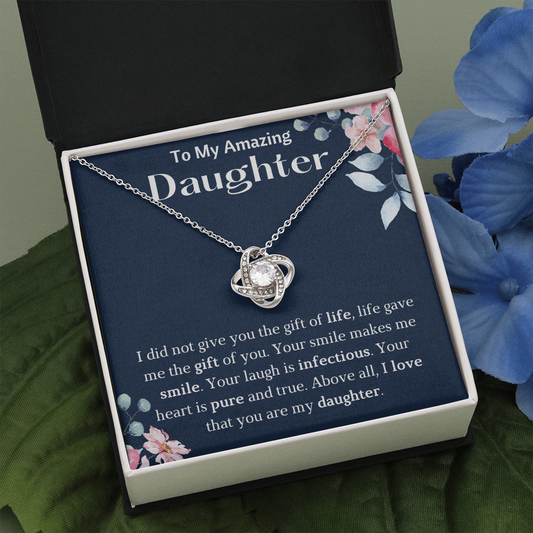 To My Amazing Daughter Love Knot Necklace