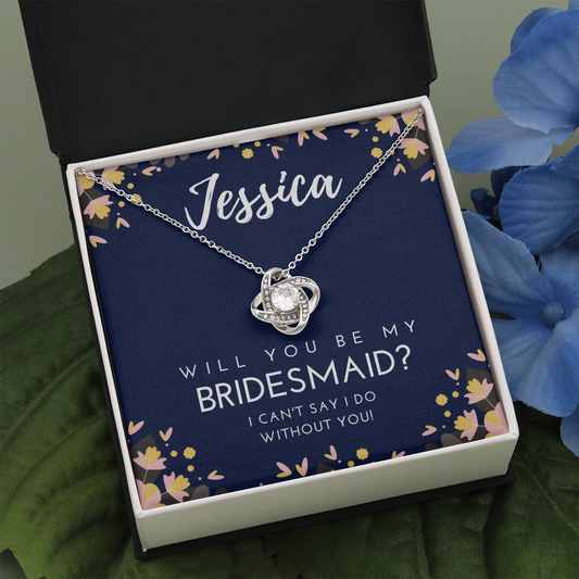 Personalized Bridesmaid Love Knot Necklace