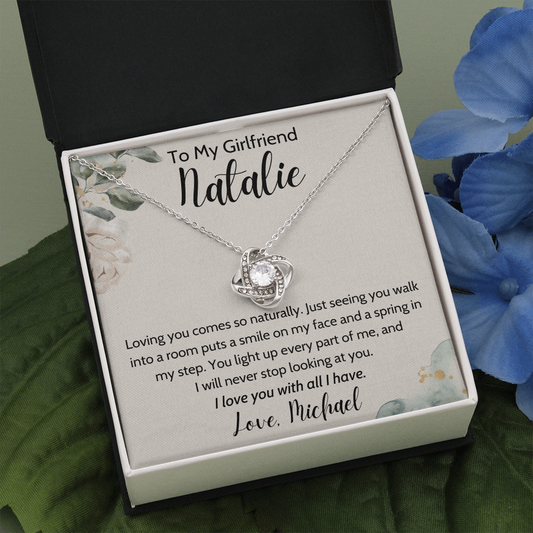 To My Girlfriend from Boyfriend Personalized Love Knot Necklace