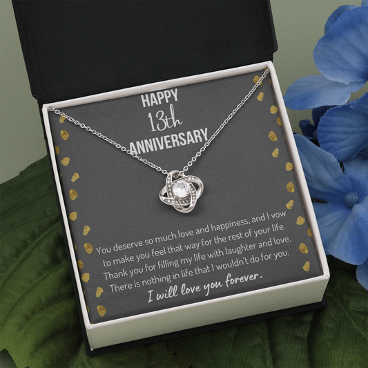 Happy 13th Anniversary Love Knot Necklace