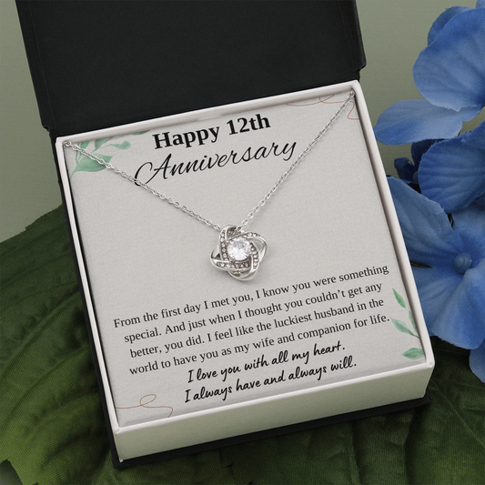 Happy 12th Anniversary Love Knot Necklace