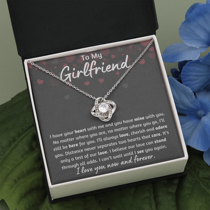 To My Girlfriend Heart Love Knot Necklace