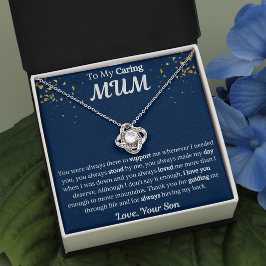 To My Caring Mum Love Knot Necklace