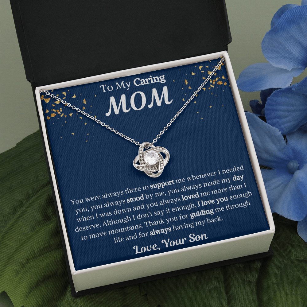 To My Caring Mom Love Knot Necklace from Son