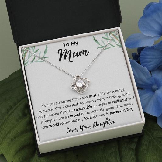 To My Mum from Daughter Love Knot Necklace