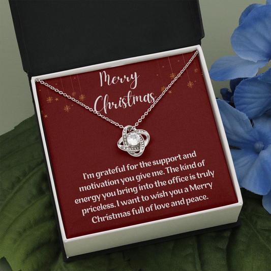 Merry Christmas to Colleague Love Knot Necklace