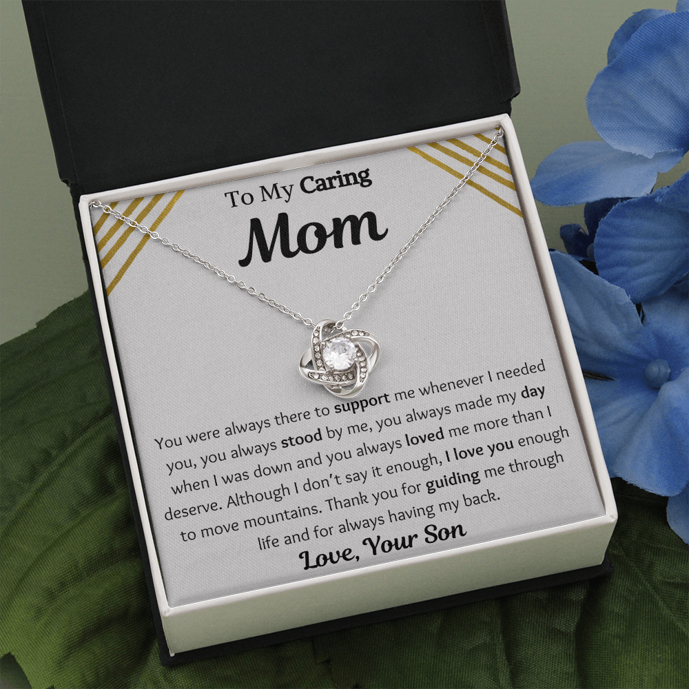 To My Caring Mom From Son Love Knot Necklace