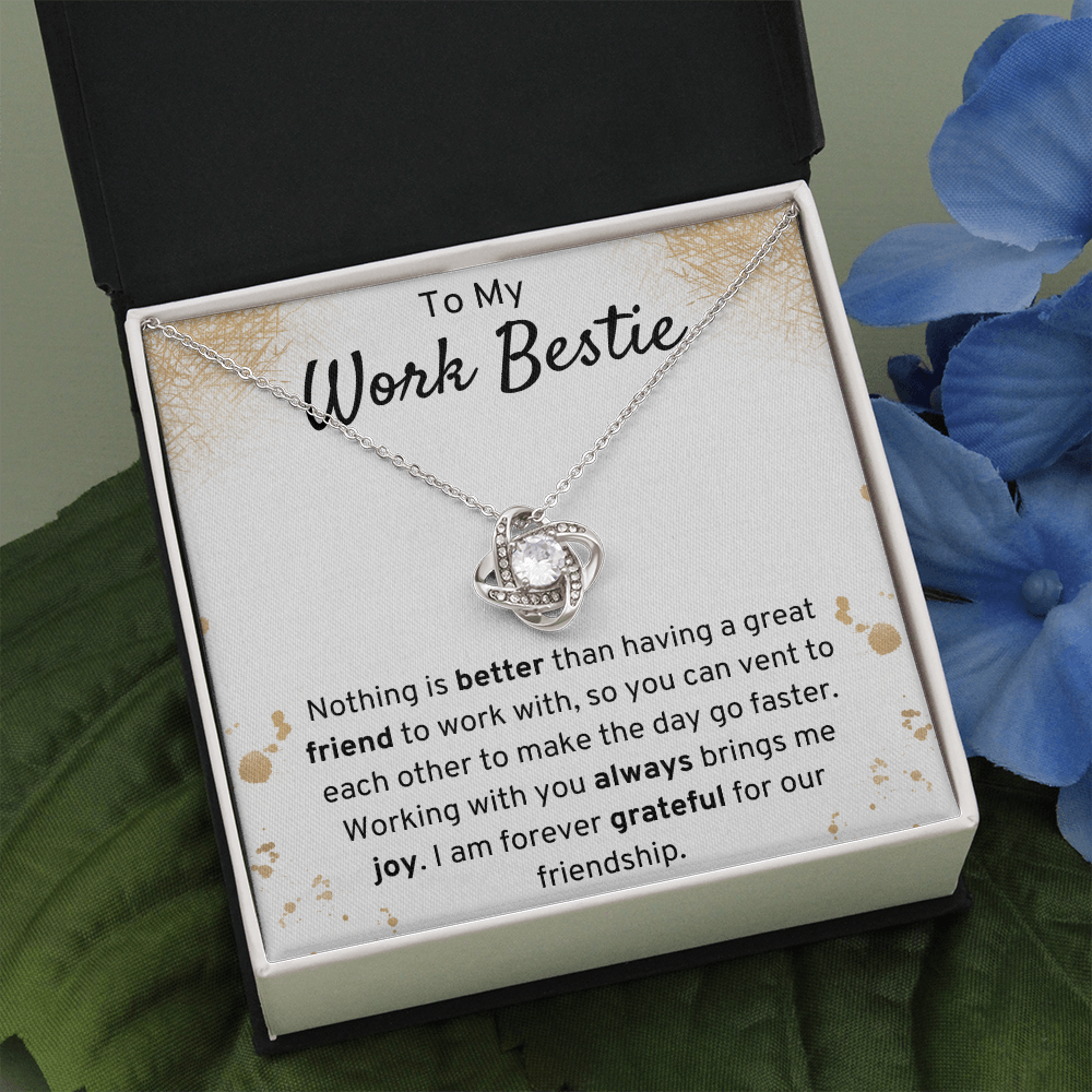 To My Work Bestie Love Knot Necklace