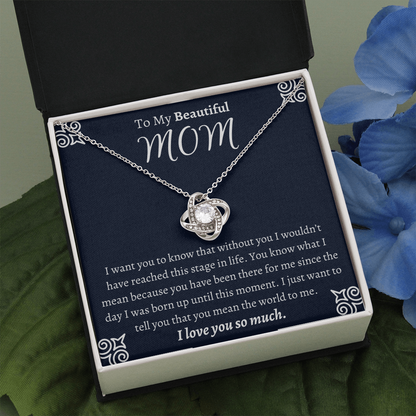 To My Beautiful Mom Love Knot Necklace