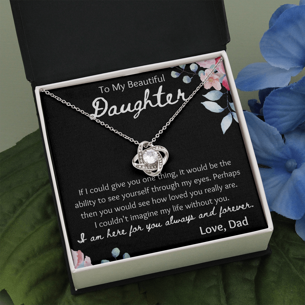 To My Beautiful Daughter Love Knot Necklace