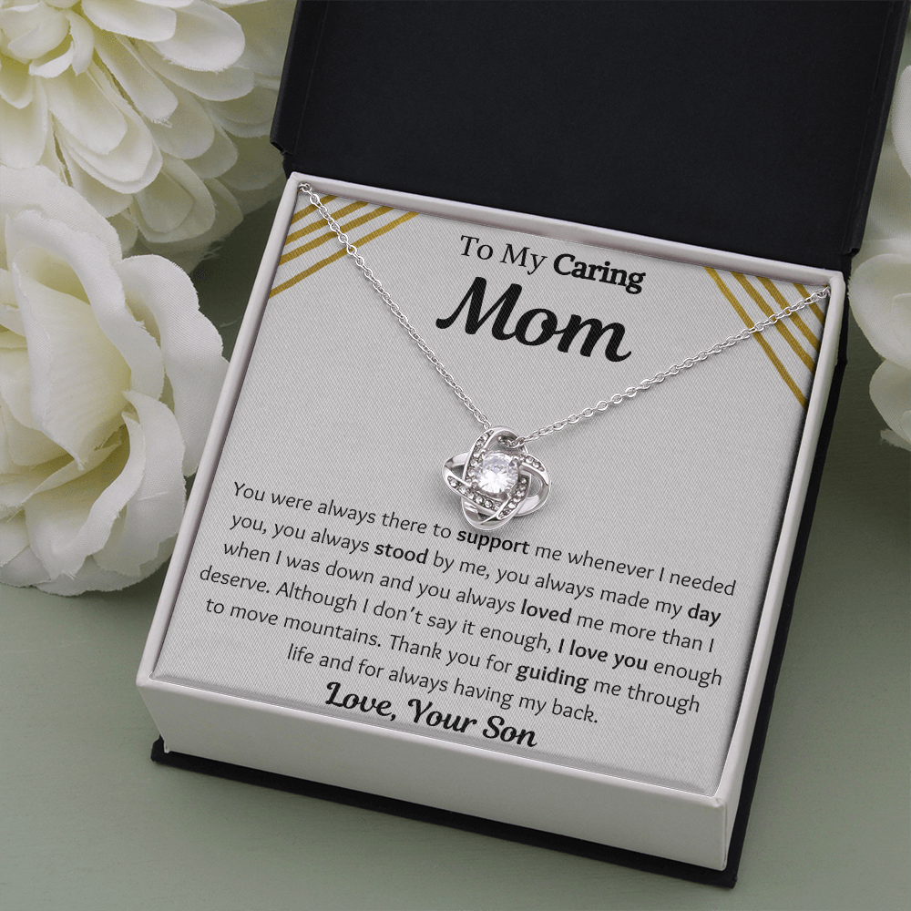 To My Caring Mom From Son Love Knot Necklace