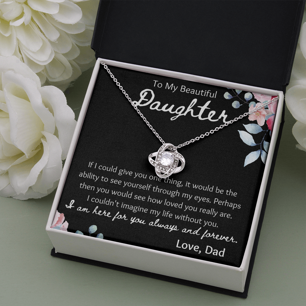 To My Beautiful Daughter Love Knot Necklace