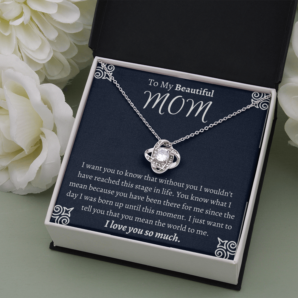 To My Beautiful Mom Love Knot Necklace