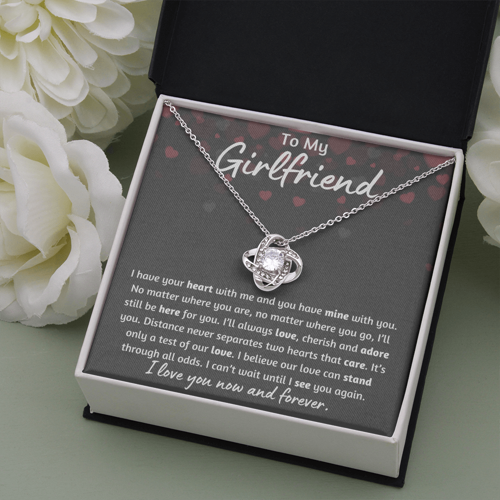 To My Girlfriend Heart Love Knot Necklace