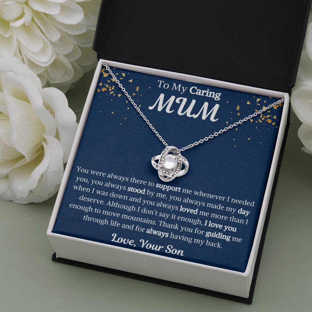 To My Caring Mum Love Knot Necklace