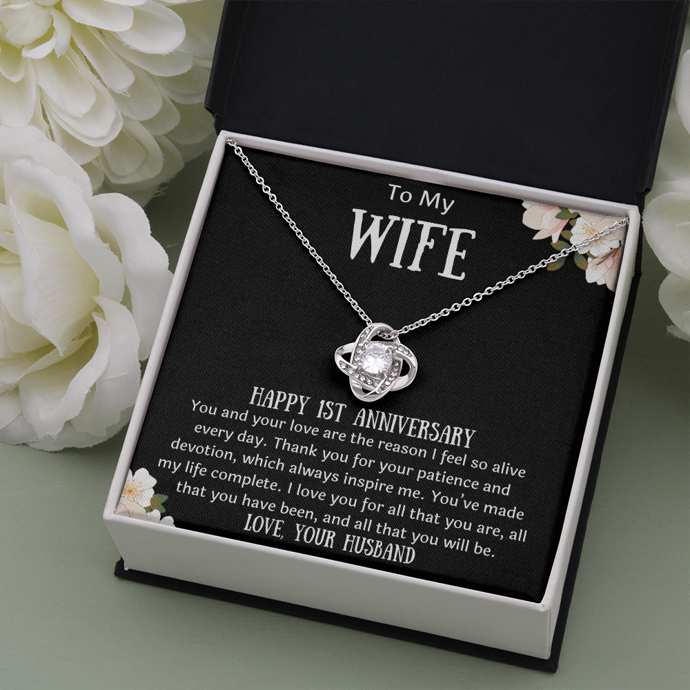 To My Wife 1st Anniversary Love Knot Necklace