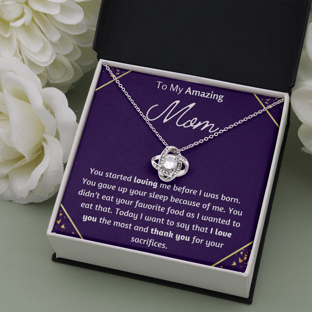 To My Amazing Mom Love Knot Necklace