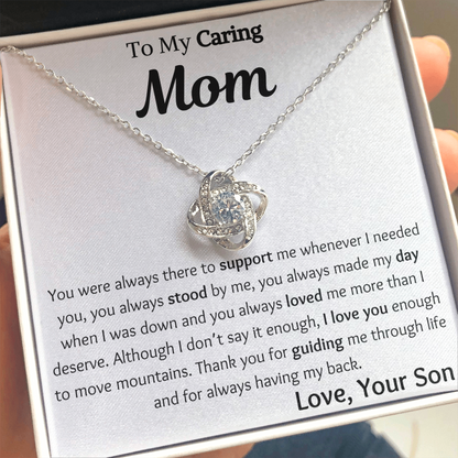 To My Caring Mom From Son Love Knot Necklace