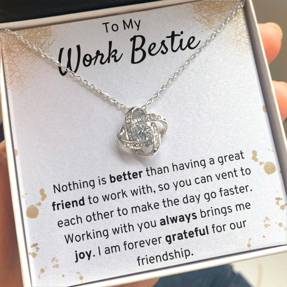 To My Work Bestie Love Knot Necklace