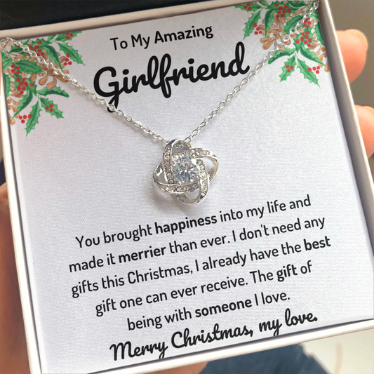 To My Girlfriend Love Knot Merry Christmas Necklace