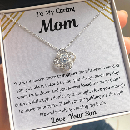 To My Caring Mom From Son Love Knot Necklace