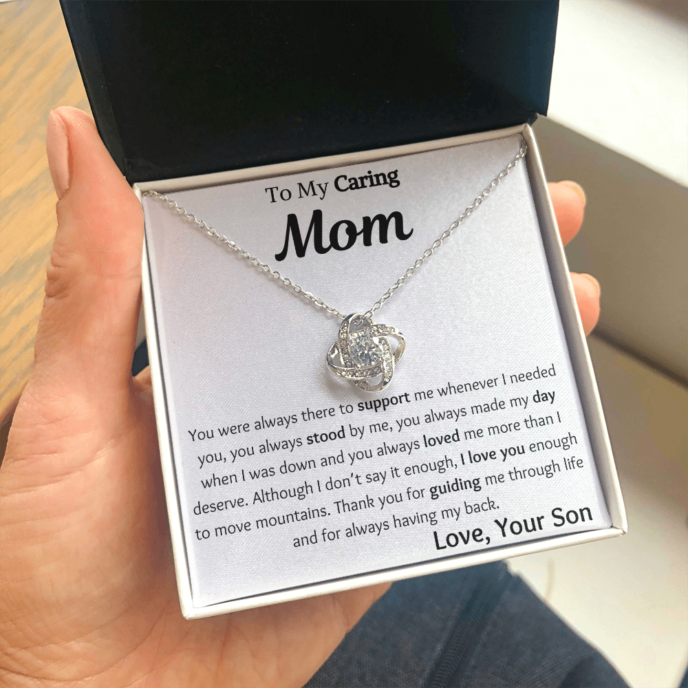 To My Caring Mom From Son Love Knot Necklace