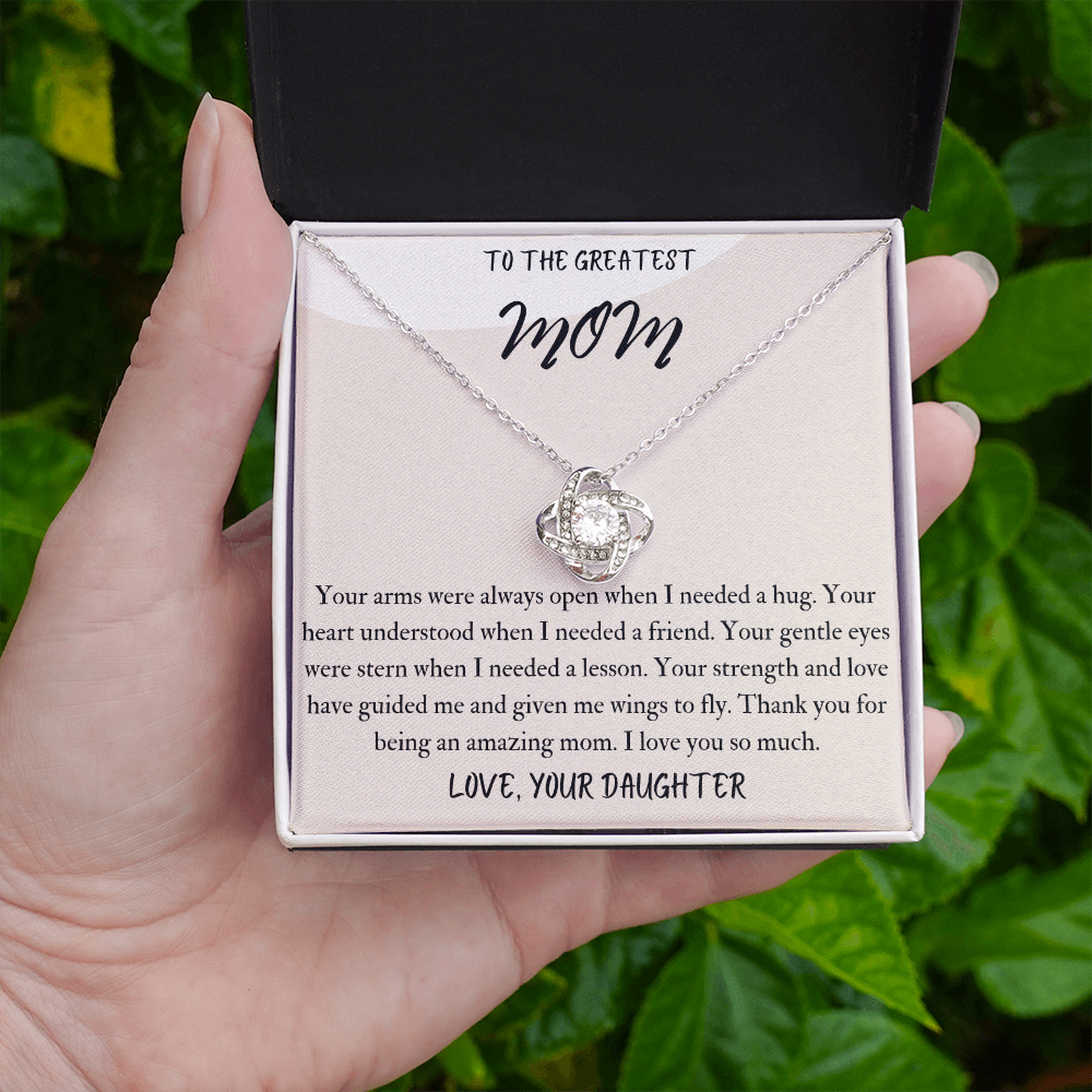 To The Greatest Mom Necklace Gift for Mom from Daughter, Love Knot Necklace Mother's Day Gift for Mom from Daughter, Birthday Gift for Mom from Daughter