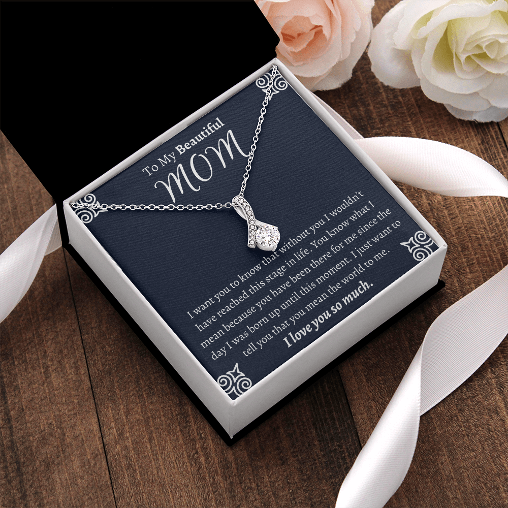 To My Beautiful Mom Ribbon Necklace