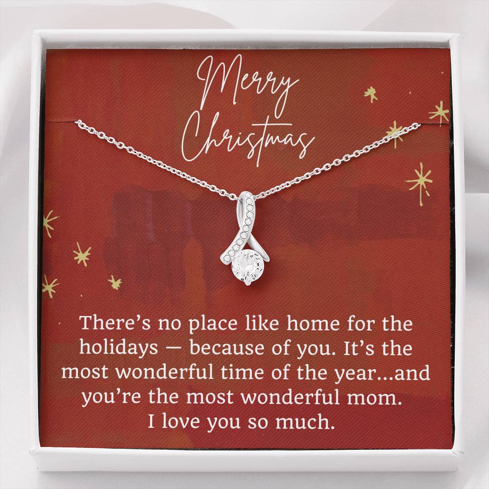 Merry Christmas Ribbon Necklace for Mom