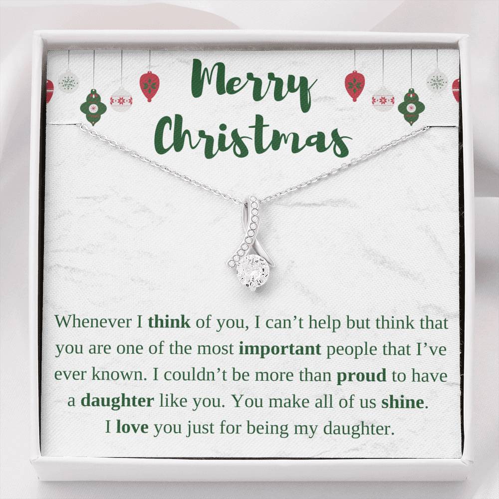 Merry Christmas Ribbon Daughter Necklace