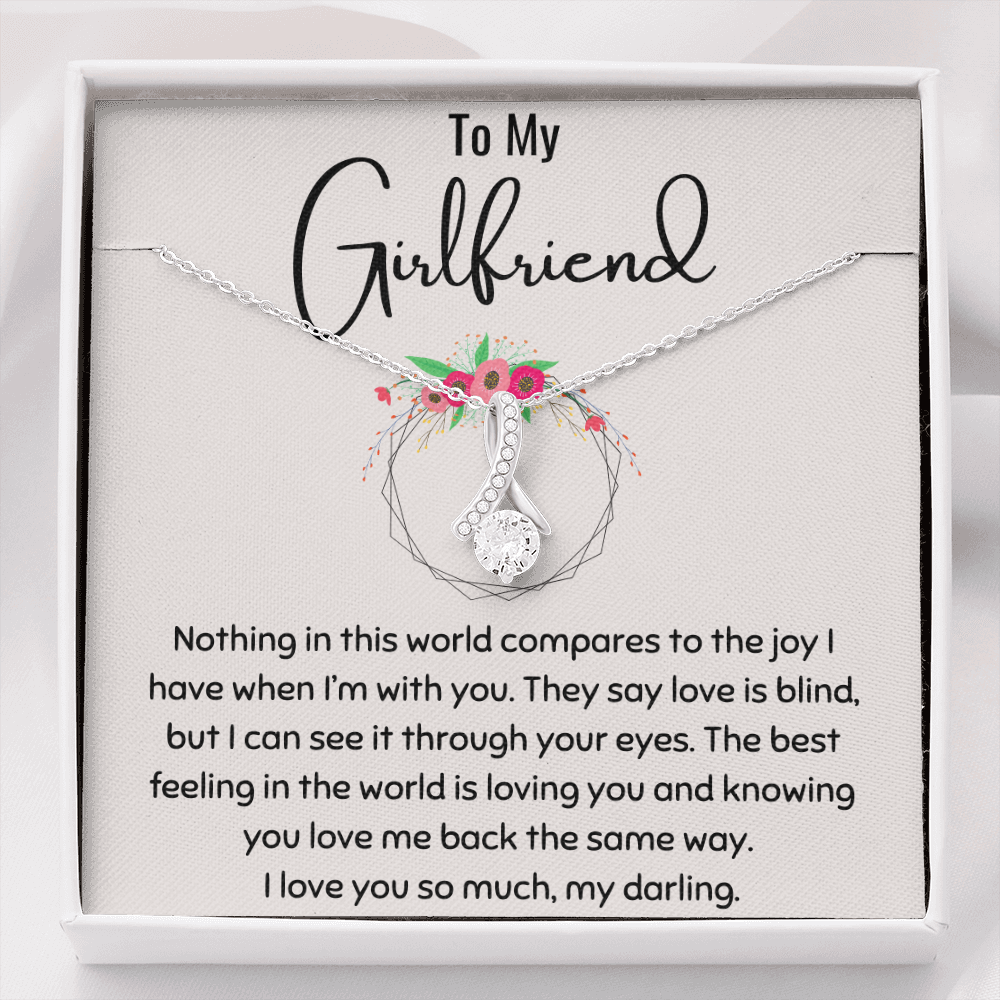 To My Girlfriend Petite Ribbon Necklace