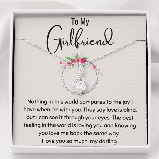 To My Girlfriend Petite Ribbon Necklace