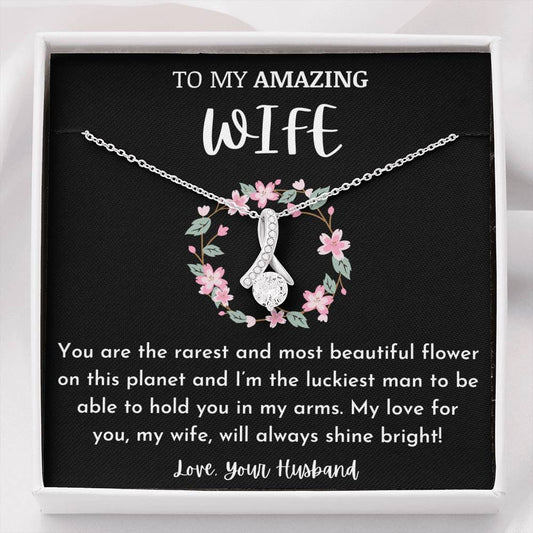 To My Amazing Wife - Flower Ribbon Necklace