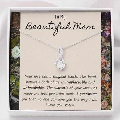 To My Beautiful Mom Petite Ribbon Necklace