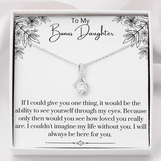 To My Bonus Daughter Ribbon Necklace