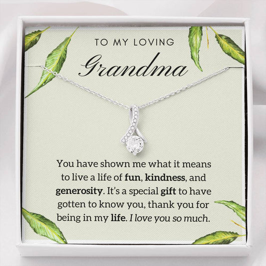 To My Loving Grandma Petite Ribbon Necklace