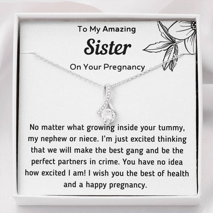 To My Amazing Sister On Your Pregnancy Ribbon Necklace