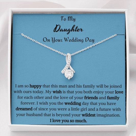 To My Daughter On Your Wedding Day Ribbon Necklace