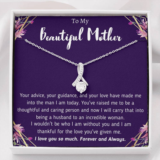 To My Beautiful Mother From Son Ribbon Necklace