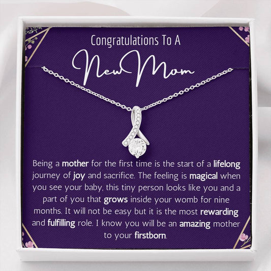 Congratulations To A New Mom Ribbon Necklace