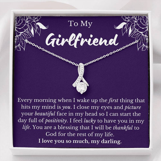 To My Girlfriend Petite Ribbon Necklace