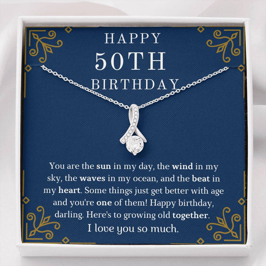 Happy 50th Birthday Ribbon Necklace