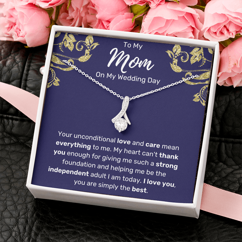 To My Mom On My Wedding Day Ribbon Necklace