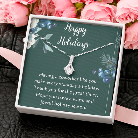 Happy Holidays Petite Ribbon Necklace