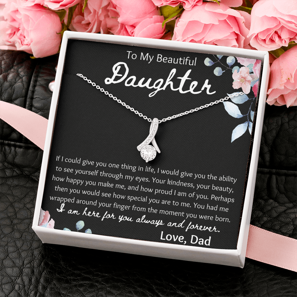 To My Beautiful Daughter from Dad Ribbon Necklace