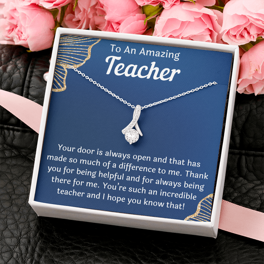 To An Amazing Teacher Ribbon Necklace
